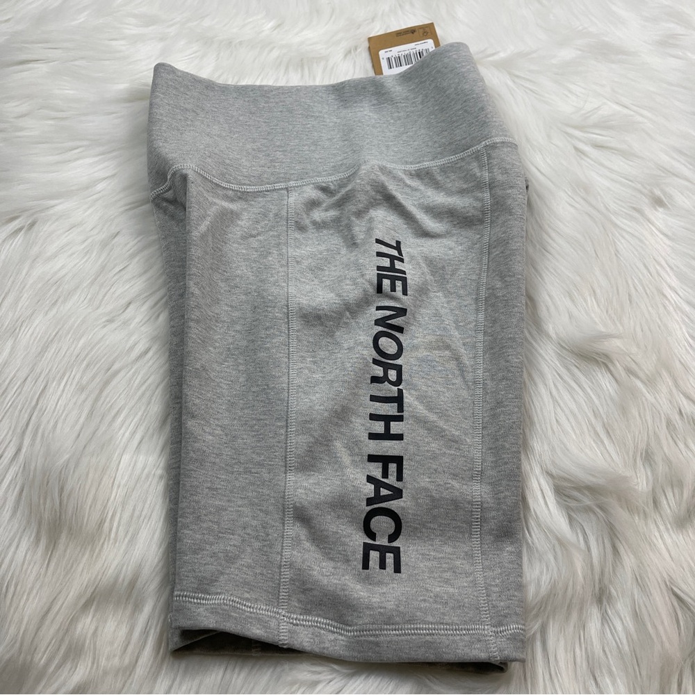 North Face Coordinates Bike Shorts Stretch Gray Logo Women's Size L NWT